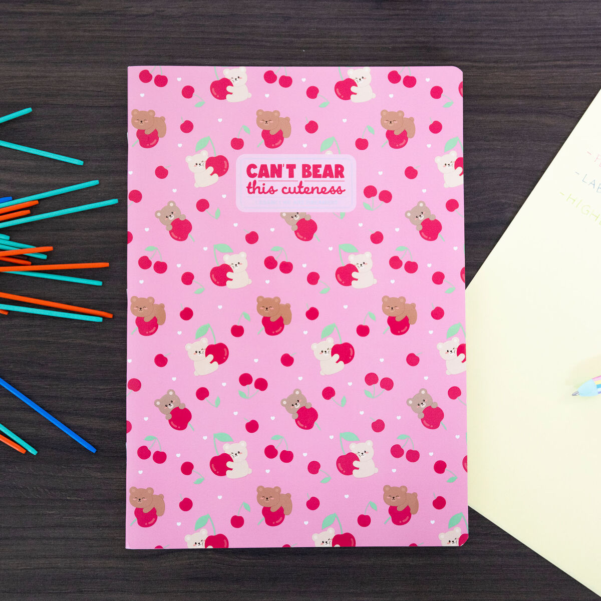 Exercise Book - Cahier A4 - Petits Carreaux 5 mm - Teddy Bear Cherry