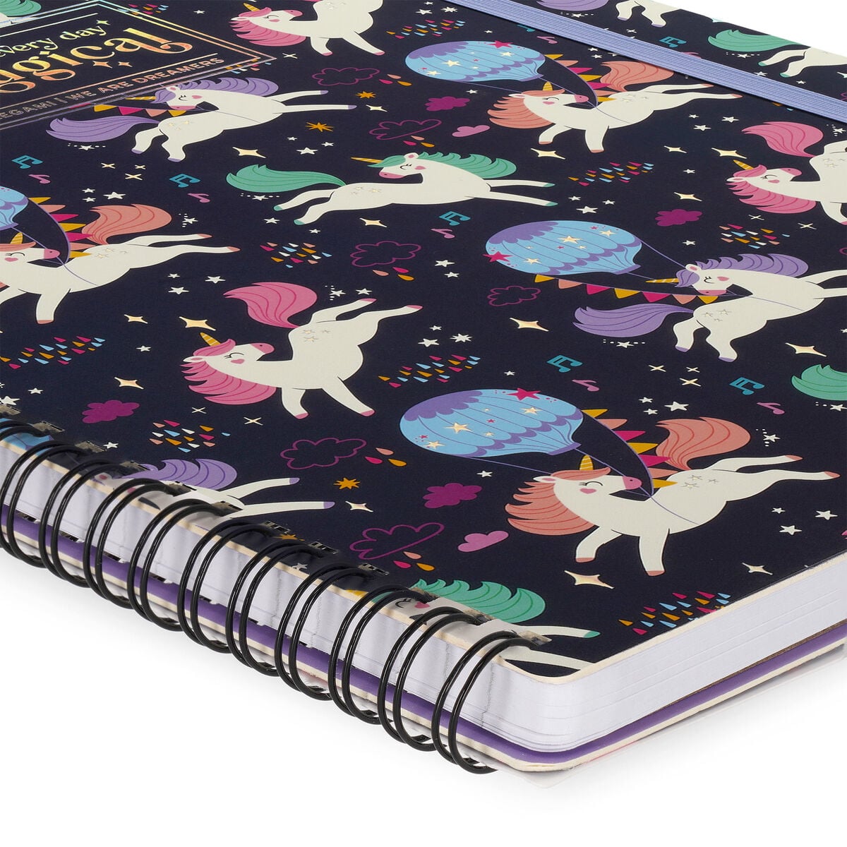Cahier Ligné A4 à Couverture Rigide Illustrée - Unicorn - Avec Spirale