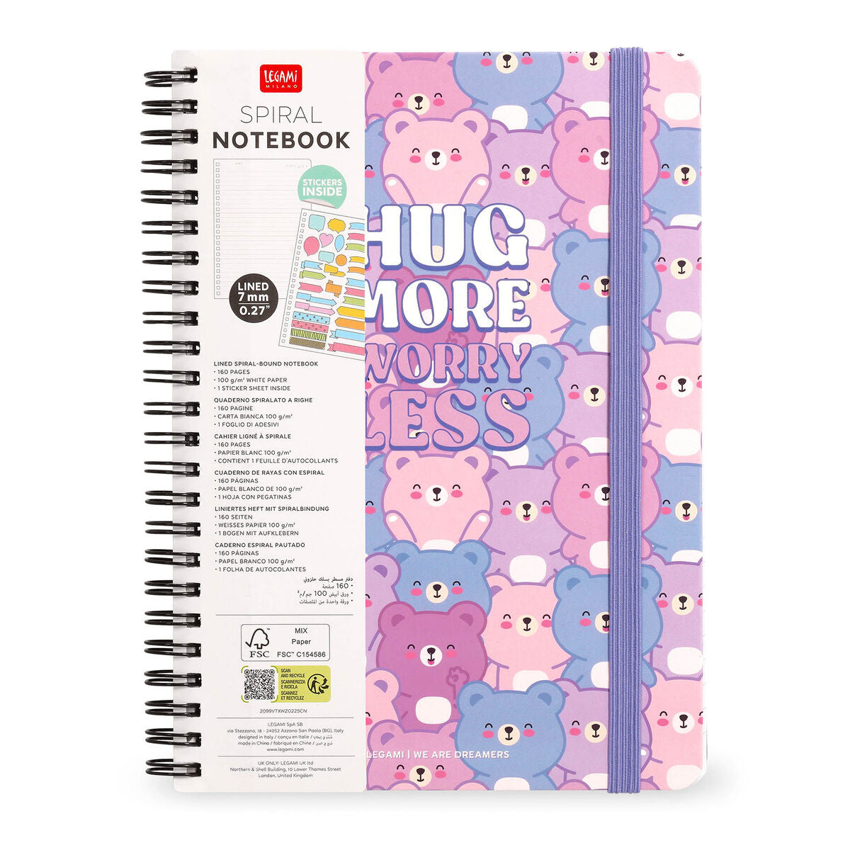 Cahier Ligné A4 à Couverture Rigide Illustrée - Teddy Bear - Bloc-mémo - Avec Spirale