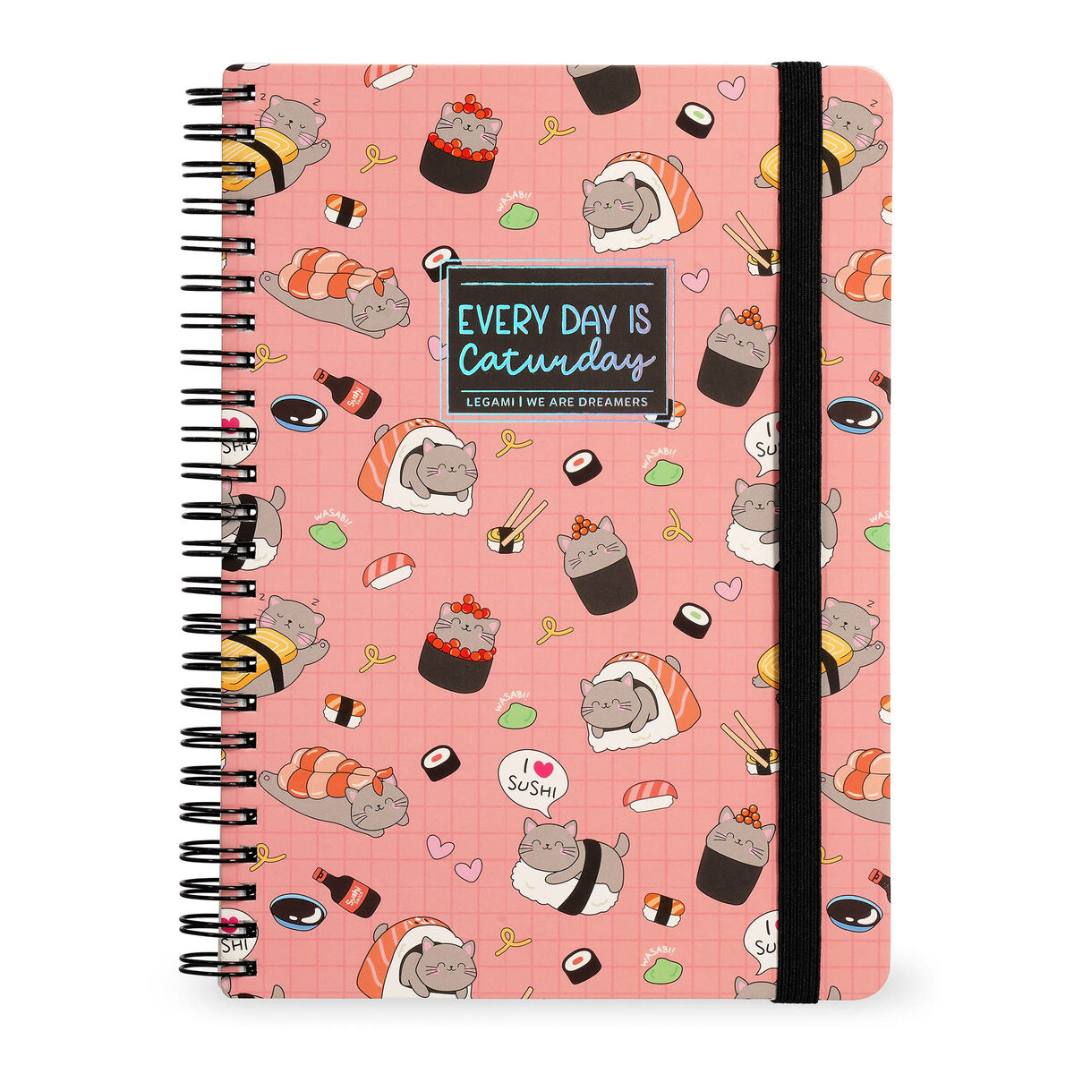 Cahier Ligné A4 à Couverture Rigide Illustré - Sushi Cat - Bloc-mémo - Avec Spirale