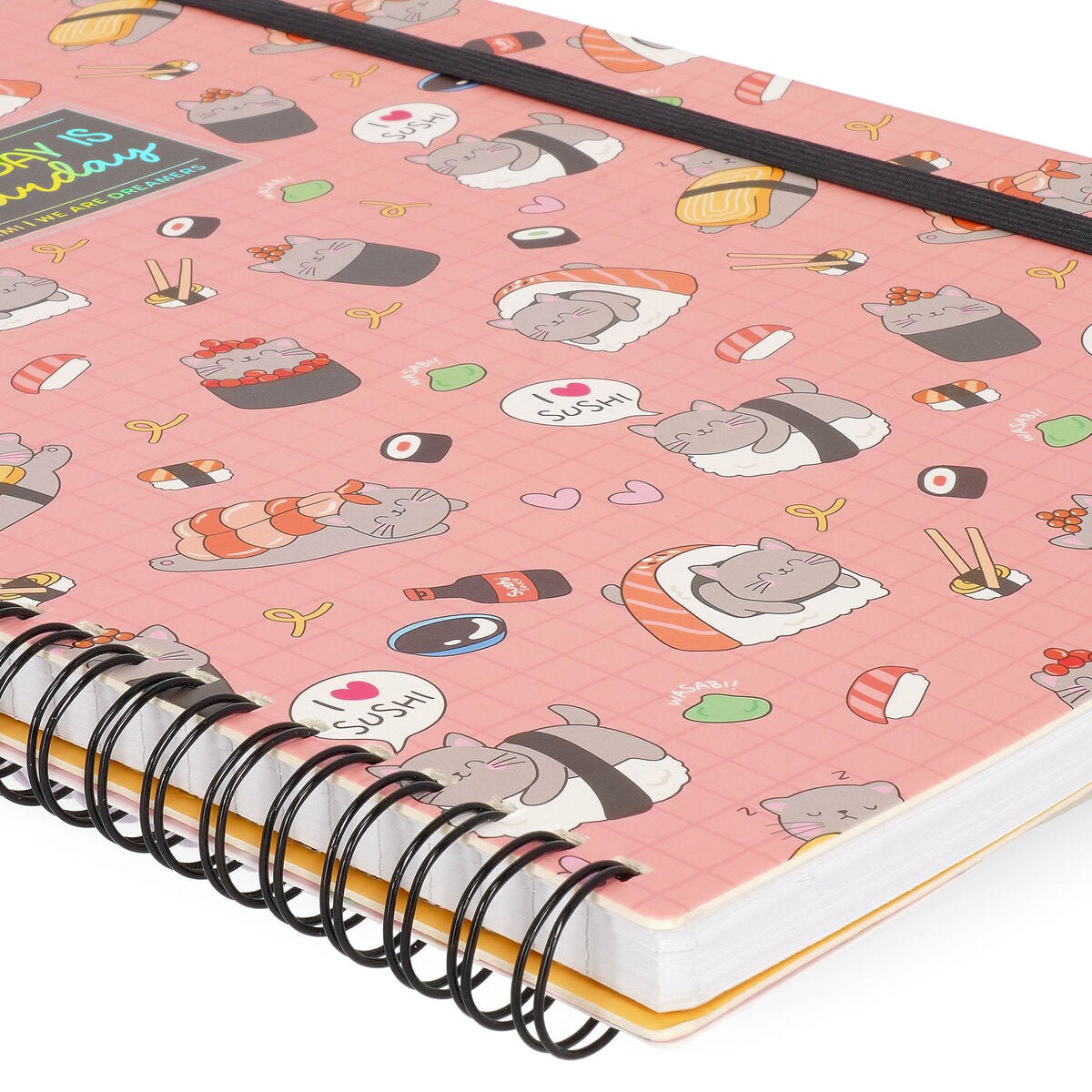 Cahier Ligné A4 à Couverture Rigide Illustrée - Sushi Cat - Bloc-mémo - Avec Spirale