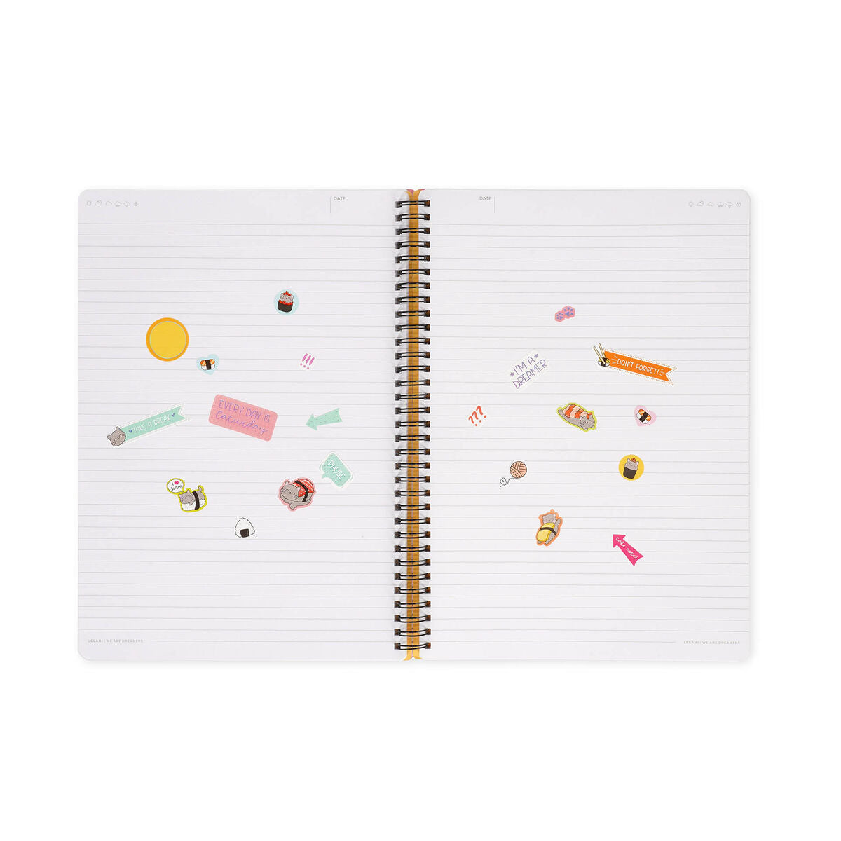 Cahier Ligné A4 à Couverture Rigide Illustrée - Sushi Cat - Bloc-mémo - Avec Spirale