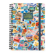 Cahier Ligné A4 à Couverture Rigide Illustré - Stickers Voyage - Bloc-mémo - Avec Spirale