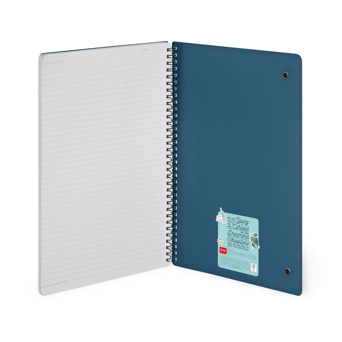 Cahier Ligné A4 à Couverture Rigide Illustrée - Travel Stickers - Bloc-mémo - Avec Spirale