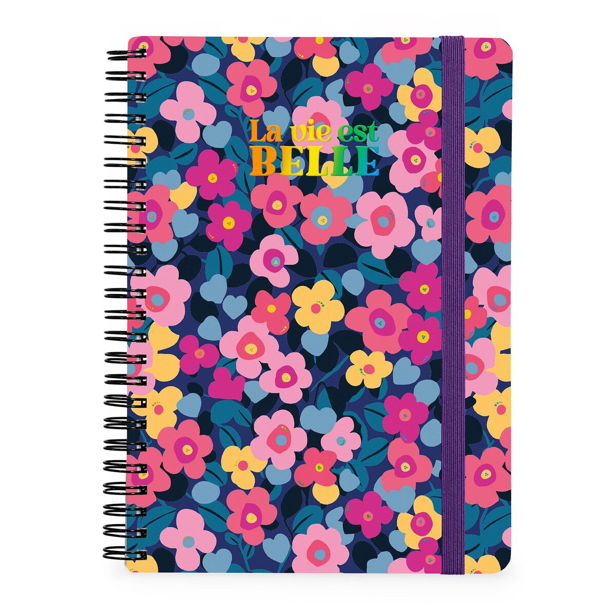 Cahier Ligné A4 à Couverture Rigide Illustré - Fleurs - Bloc-mémo - Avec Spirale