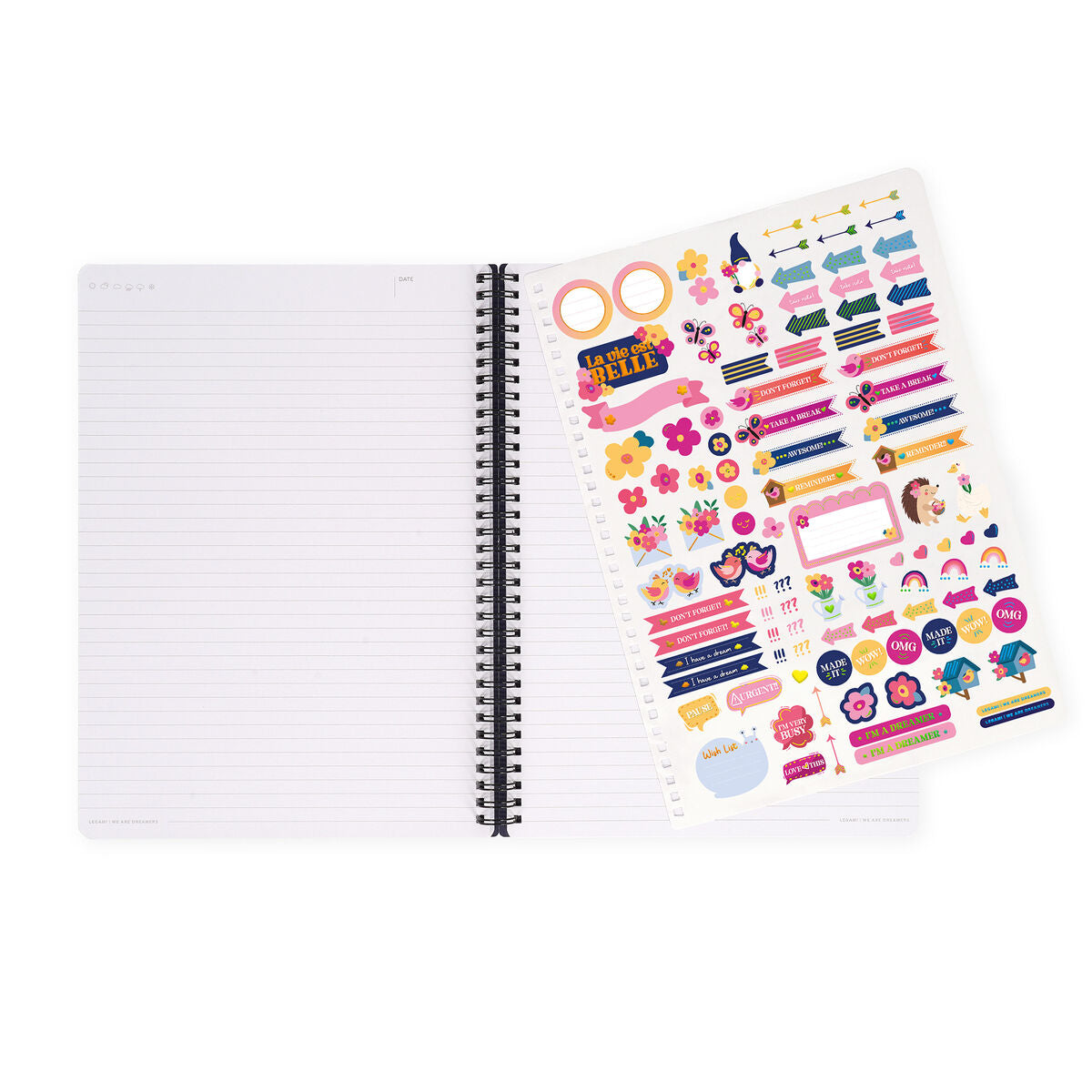 Cahier Ligné A4 à Couverture Rigide Illustrée - Flowers - Bloc-mémo - Avec Spirale