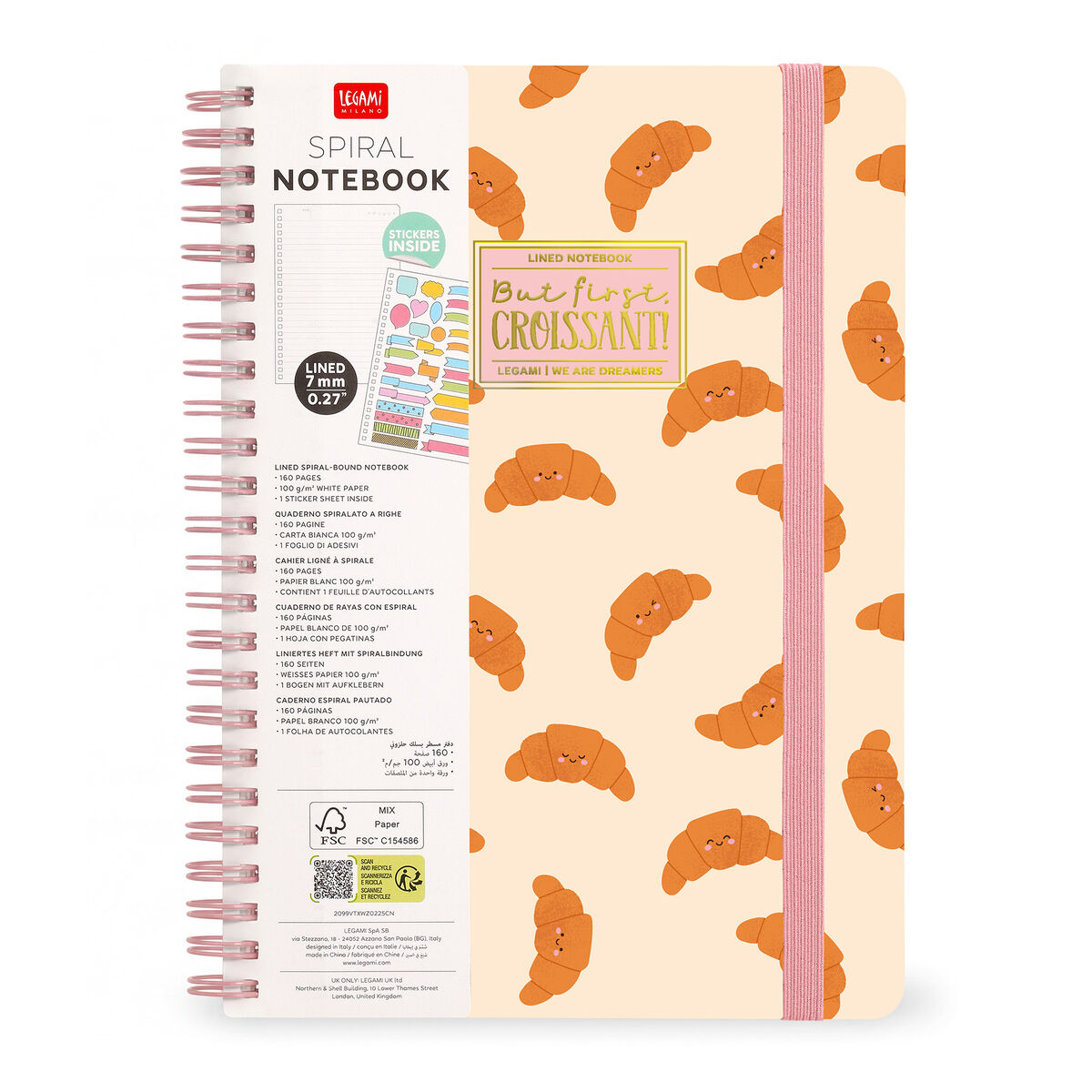 Cahier Ligné A4 à Couverture Rigide Illustrée - Croissant - Bloc-mémo - Avec Spirale