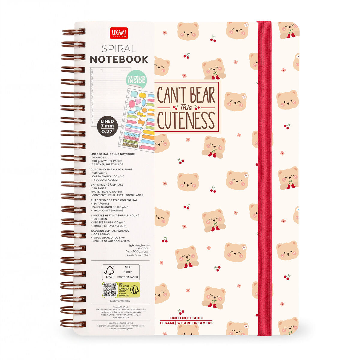 Cahier Ligné A4 à Couverture Rigide Illustrée - Teddy Bear - Bloc-mémo - Avec Spirale