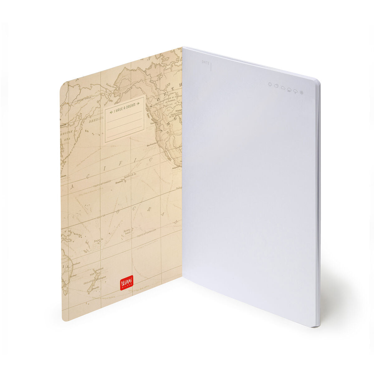 Cahier Page Blanche A5 avec Couverture Souple Illustrée - Travel Map