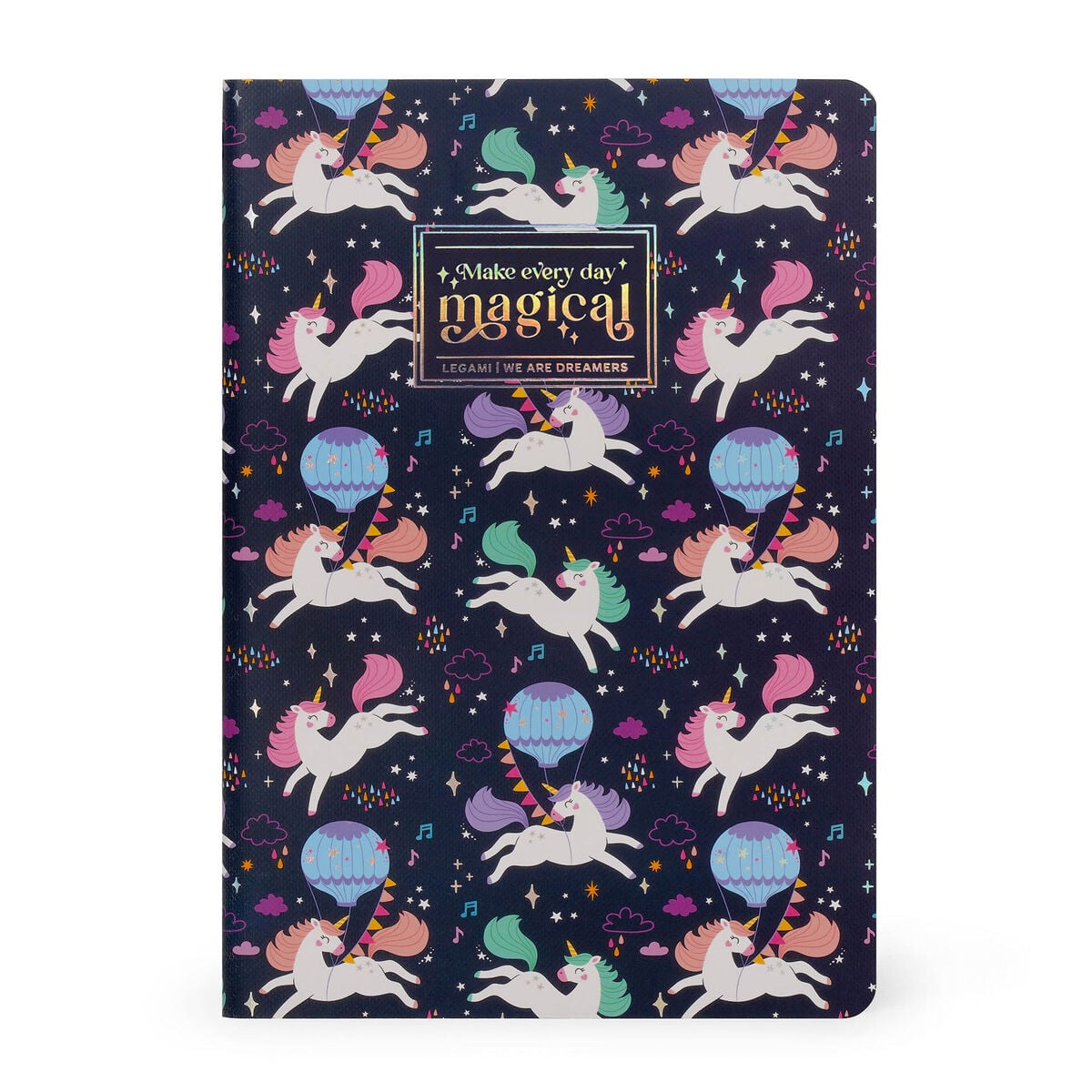 Cahier Page Blanche A5 à Couverture Rigide Illustré - Licorne