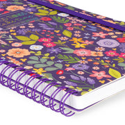 Cahier Ligné A5 à Couverture Rigide Illustrée - Flowers - Bloc-mémo - Avec Spirale