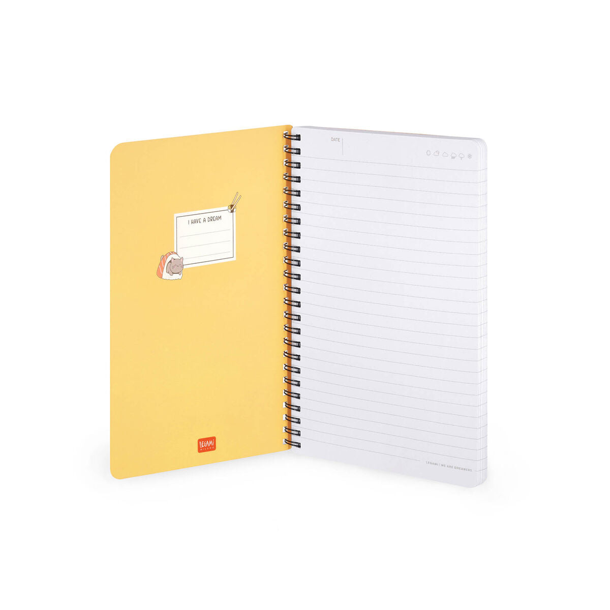 Cahier Ligné A5 à Couverture Rigide Illustrée - Sushi Cat - Bloc-mémo - Avec Spirale