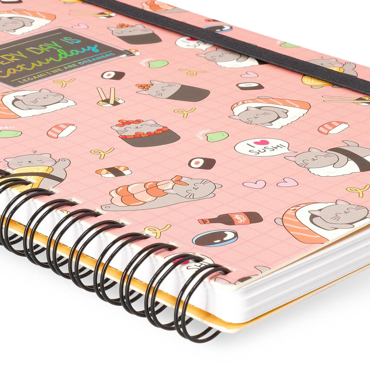 Cahier Ligné A5 à Couverture Rigide Illustrée - Sushi Cat - Bloc-mémo - Avec Spirale