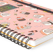 Cahier Ligné A5 à Couverture Rigide Illustrée - Sushi Cat - Bloc-mémo - Avec Spirale