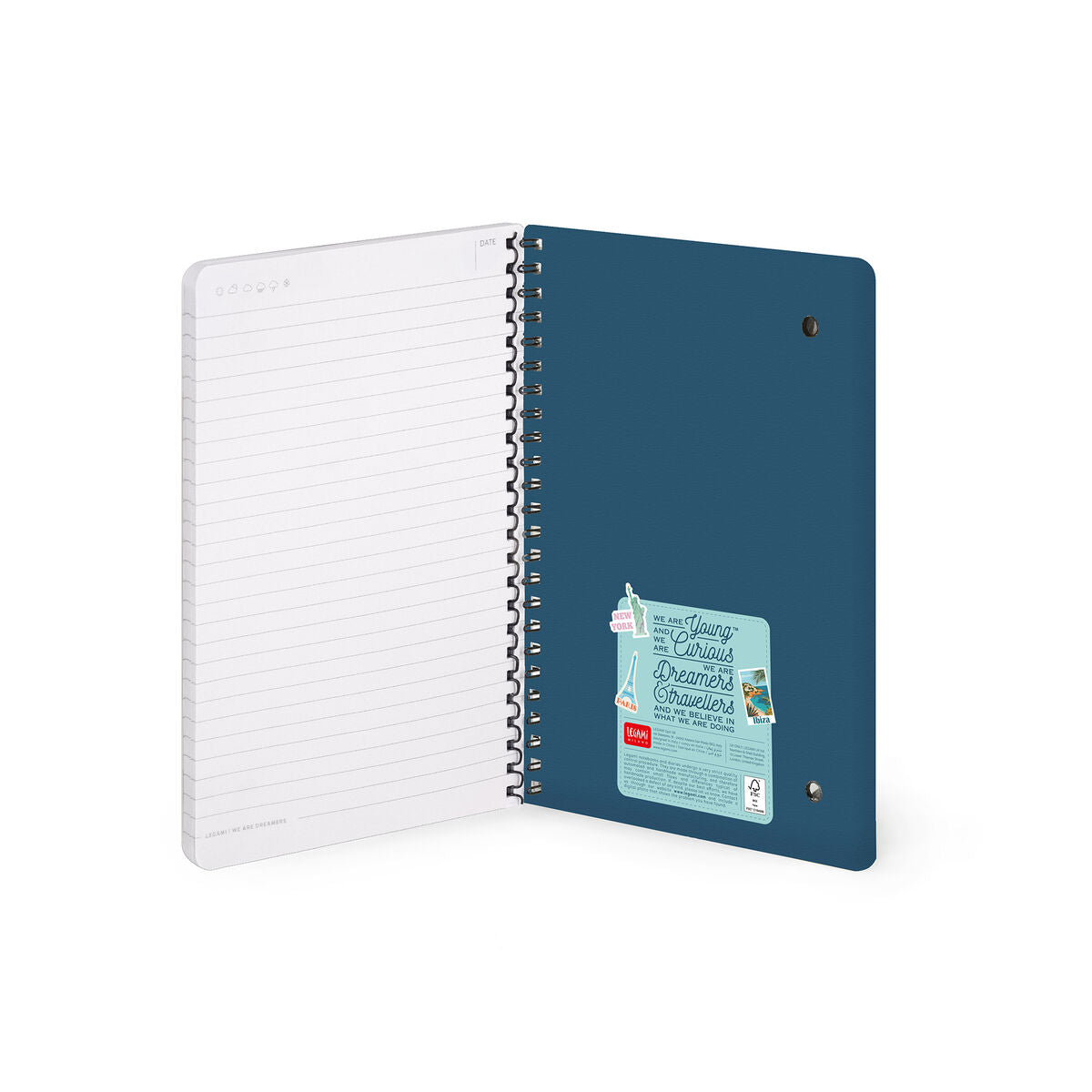 Cahier Ligné A5 à Couverture Rigide Illustrée - Travel Stickers - Bloc-mémo - Avec Spirale