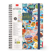 Cahier Ligné A5 à Couverture Rigide Illustrée - Travel Stickers - Bloc-mémo - Avec Spirale