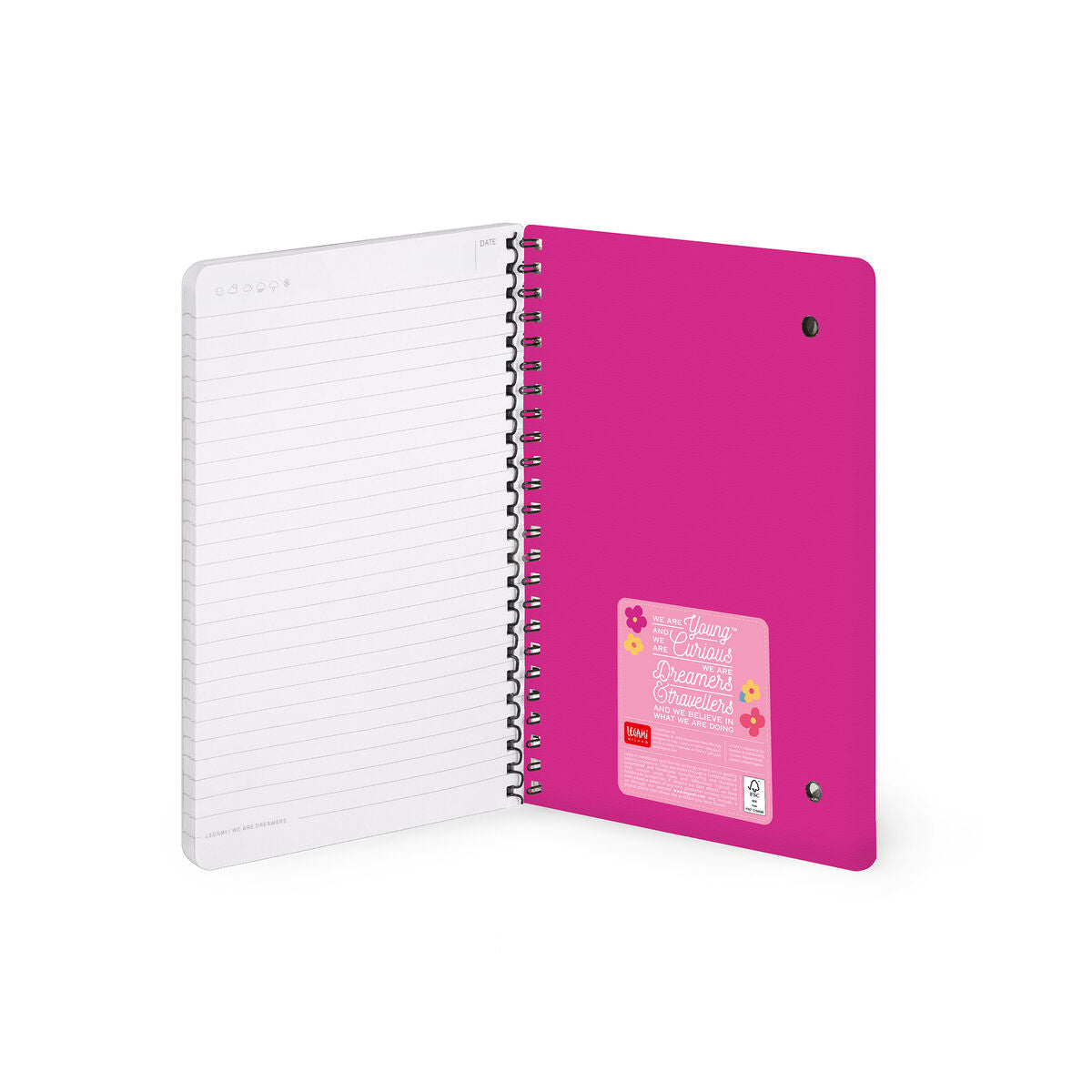 Cahier Ligné A5 à Couverture Rigide Illustrée - Flowers - Bloc-mémo - Avec Spirale