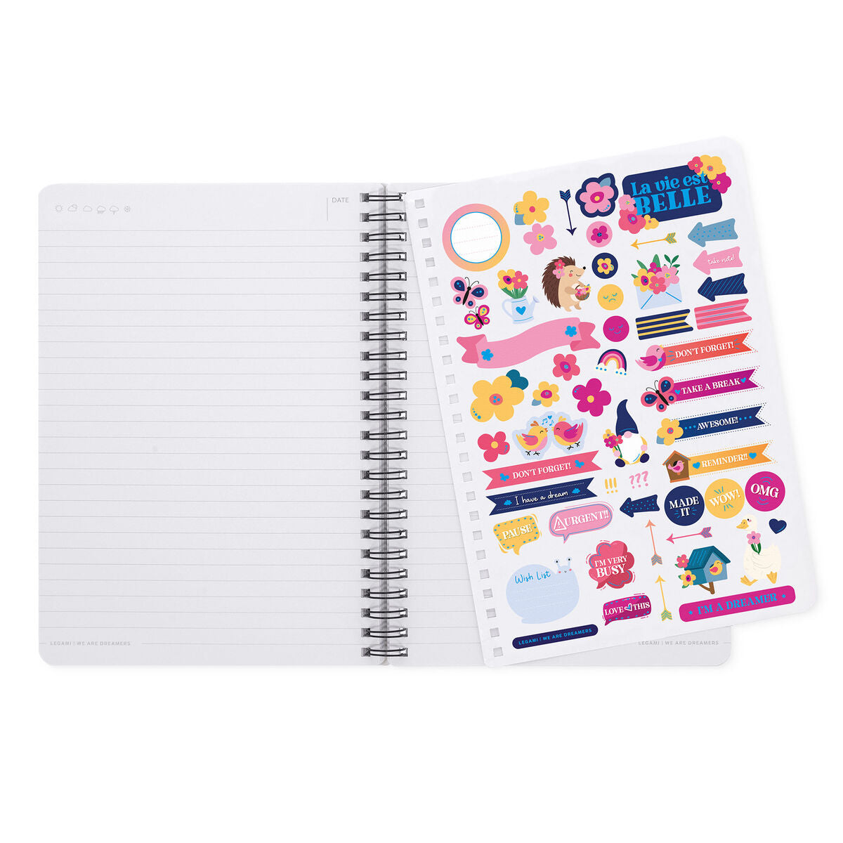 Cahier Ligné A5 à Couverture Rigide Illustrée - Flowers - Bloc-mémo - Avec Spirale