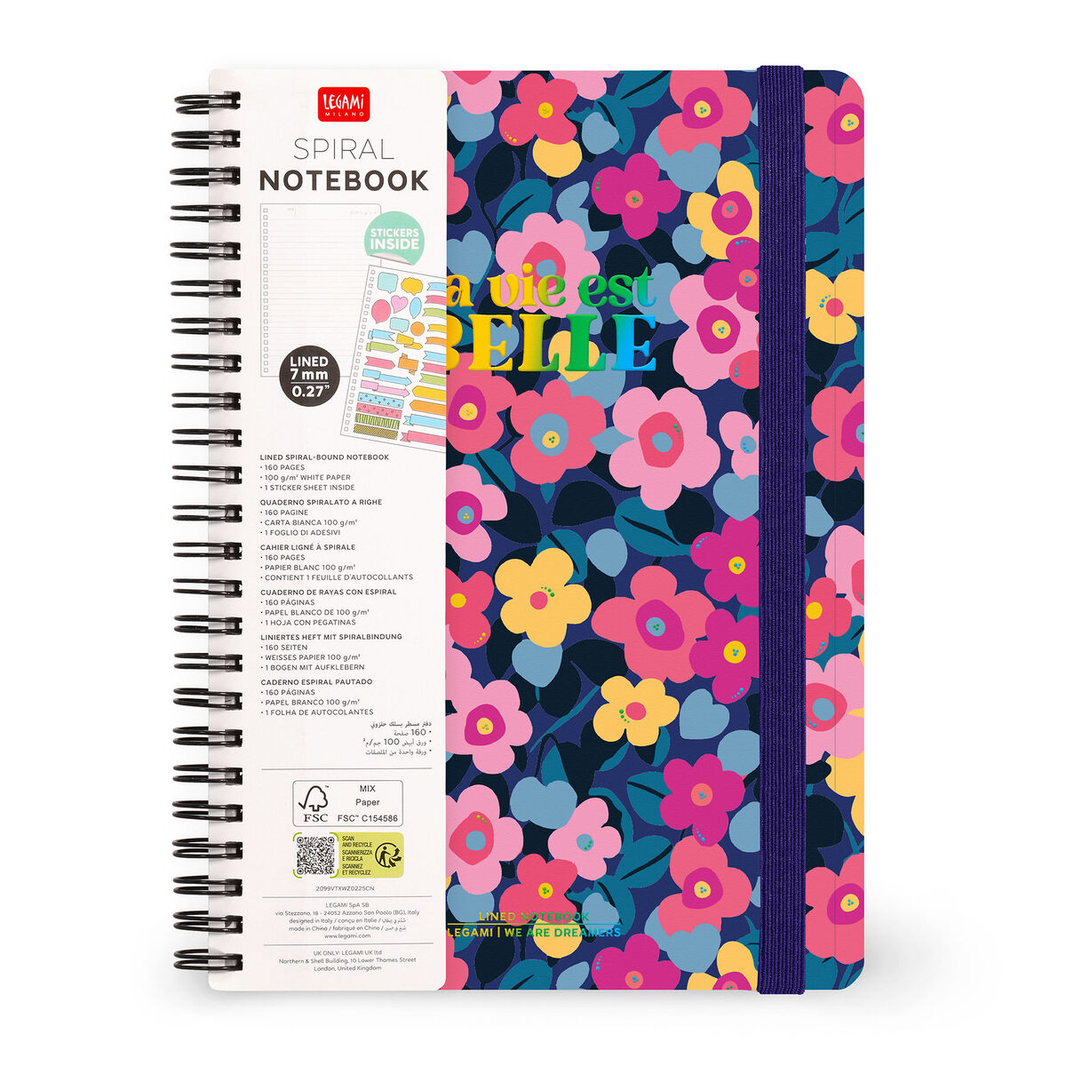Cahier Ligné A5 à Couverture Rigide Illustrée - Flowers - Bloc-mémo - Avec Spirale