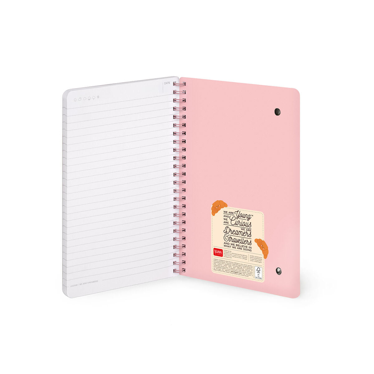 Cahier Ligné A5 à Couverture Rigide Illustrée - Croissant - Bloc-mémo - Avec Spirale