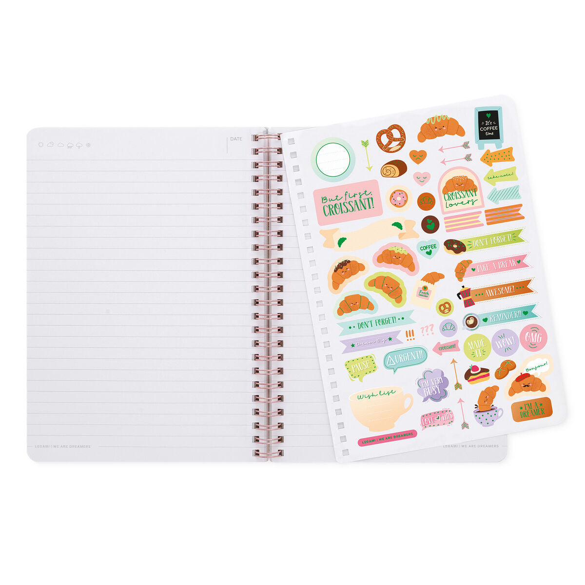 Cahier Ligné A5 à Couverture Rigide Illustrée - Croissant - Bloc-mémo - Avec Spirale