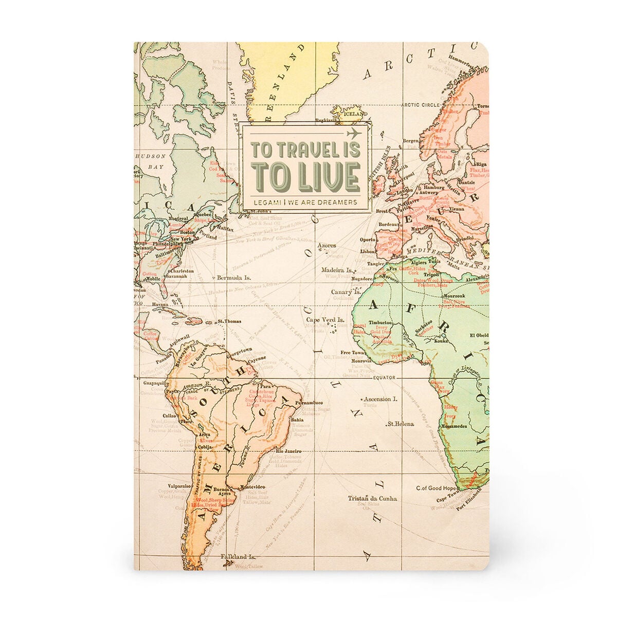 Cahier Ligné A6 à Couverture Rigide Illustrée - Travel Map