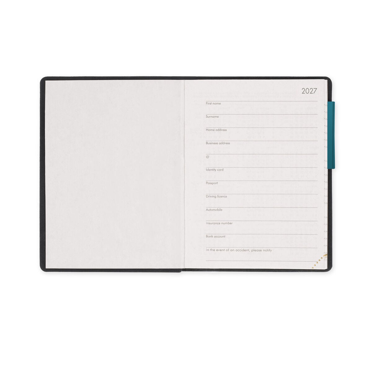 Agenda 12 Mois Semainier Format Mini 2027 - Deep Teal