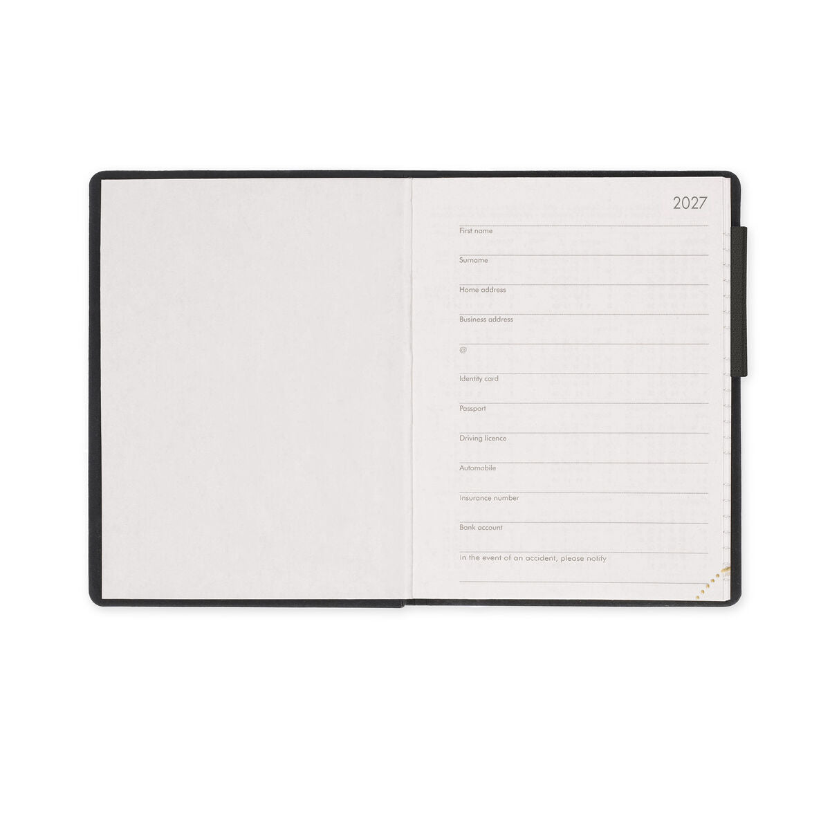 Agenda 12 Mois Semainier Format Mini 2027 - Black Suit