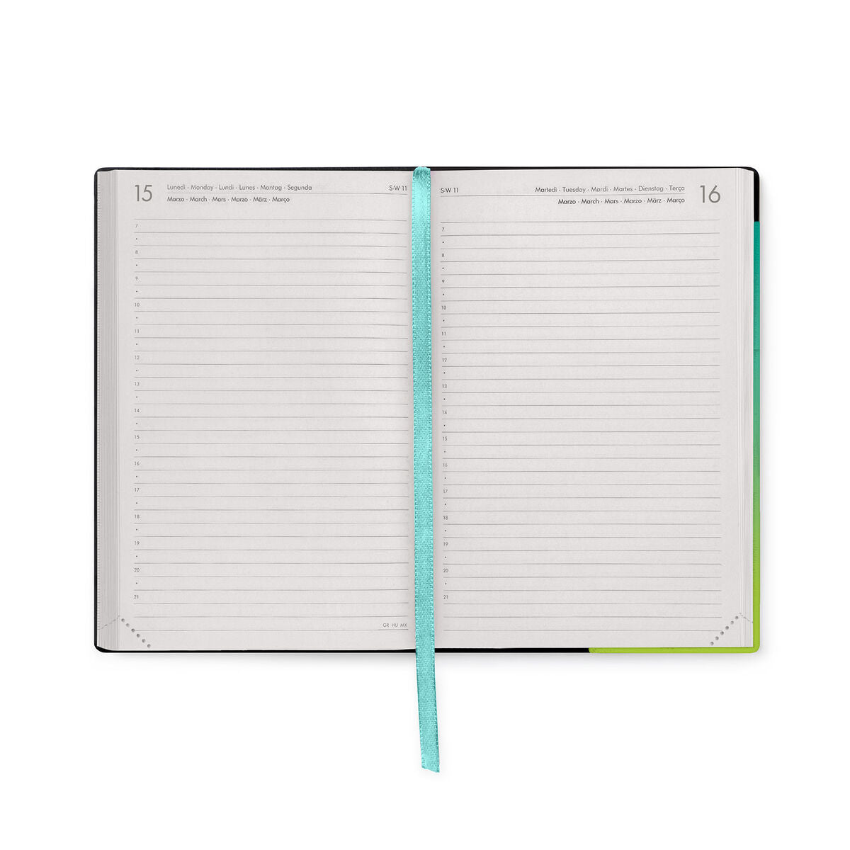 Agenda 12 Mois Journalier Medium 2027 - Shades of Green
