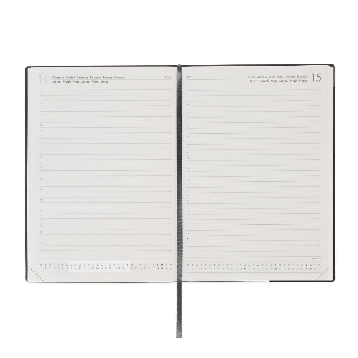 Agenda 12 Mois Journalier Large 2027 - Black Suit