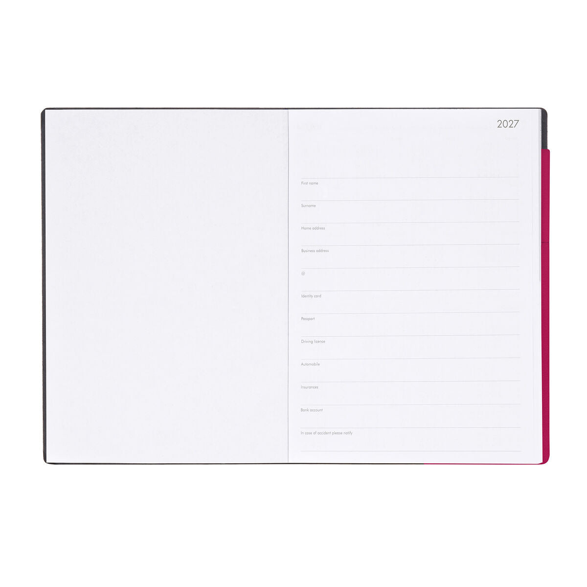 Agenda 12 Mois Semainier & Journalier Large 2027 - Raspberry Jam