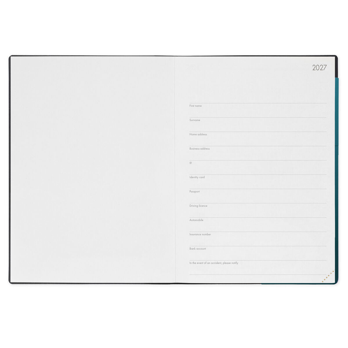 Agenda 12 Mois Semainier Format Maxi 2027 - Deep Teal
