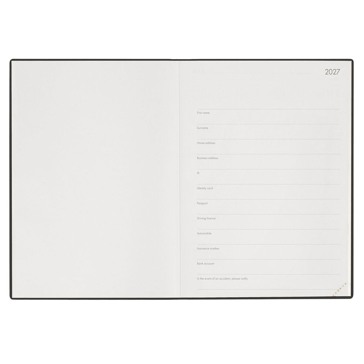 Agenda 13 Mois Journalier Format Maxi 2027 - Black Suit