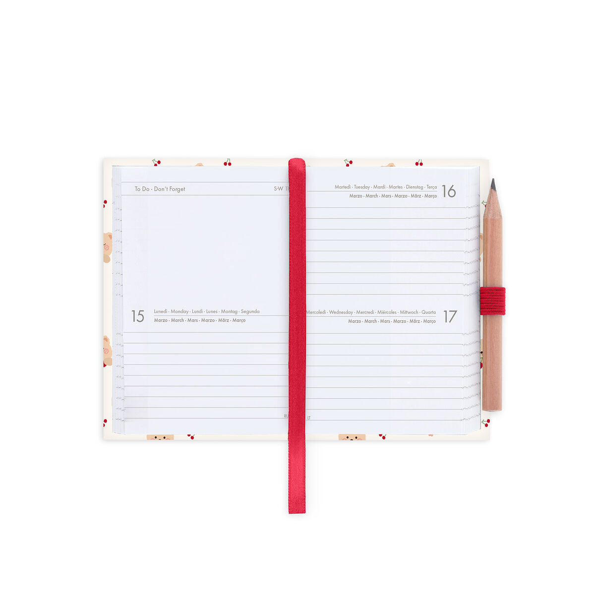 Agenda 12 Mois Bi-journalier Photographique Mini 2027 - Teddy Bear White
