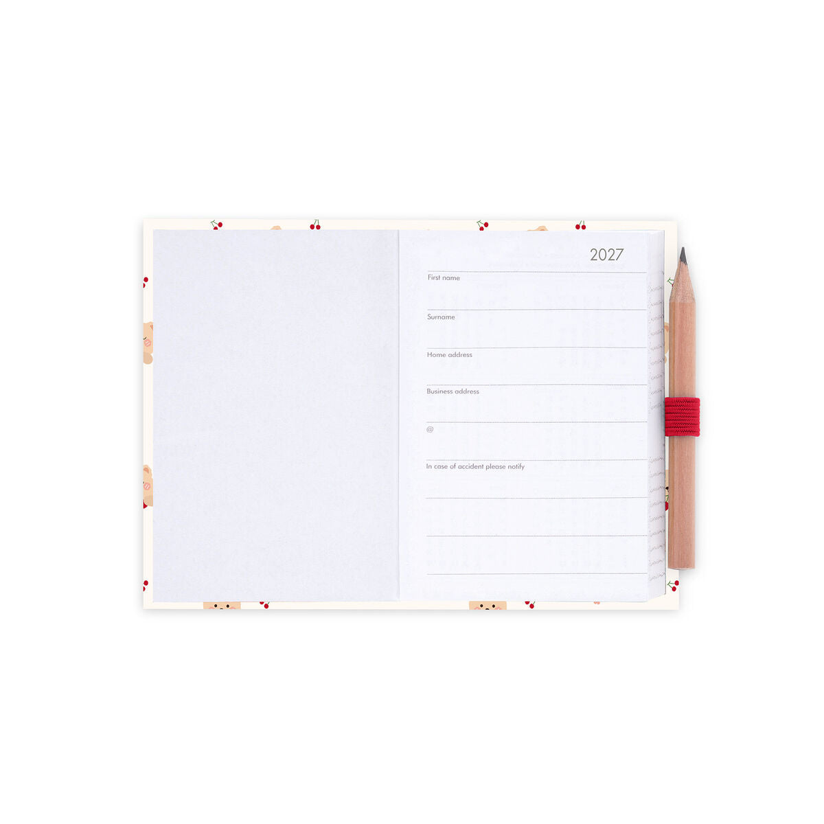 Agenda 12 Mois Bi-journalier Photographique Mini 2027 - Teddy Bear White