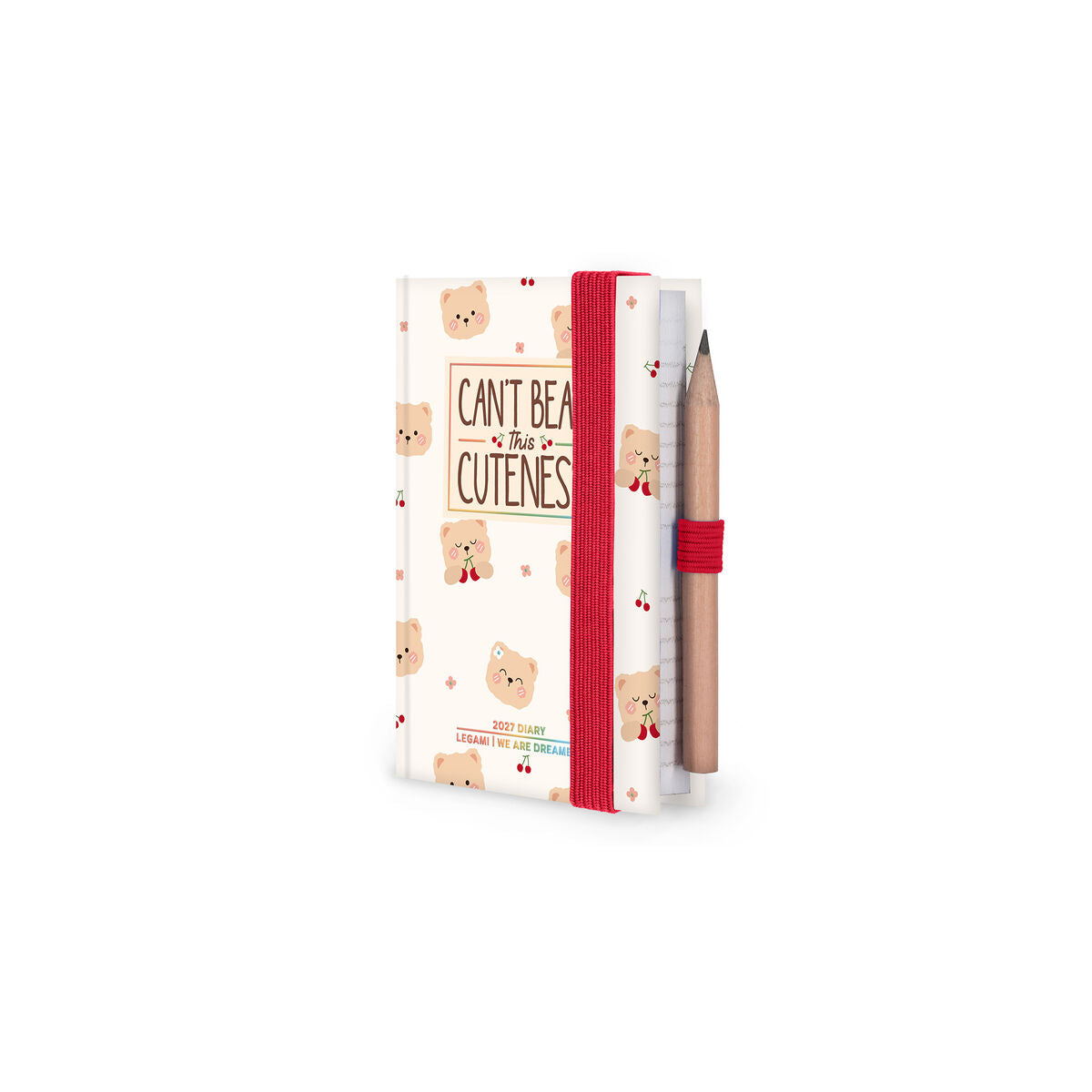 Agenda 12 Mois Bi-journalier Photographique Mini 2027 - Teddy Bear White