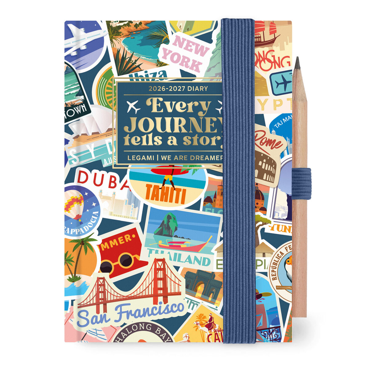 Agenda 12 Mois Bi-journalier Photographique Mini 2027 - Stickers Voyage