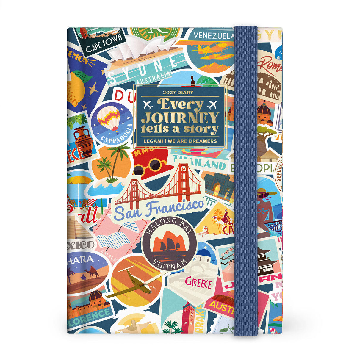 Agenda 12 Mois Journalier Photographique Petit 2027 - Stickers Voyage