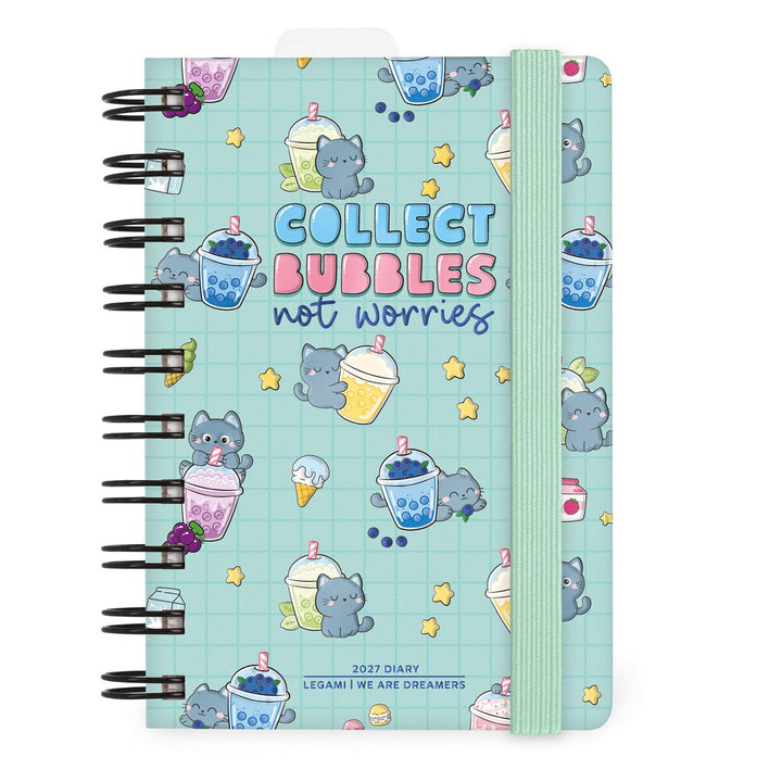 Agenda 12 Mois Journalier Small À Spirale 2027 - Thé à bulles de chat