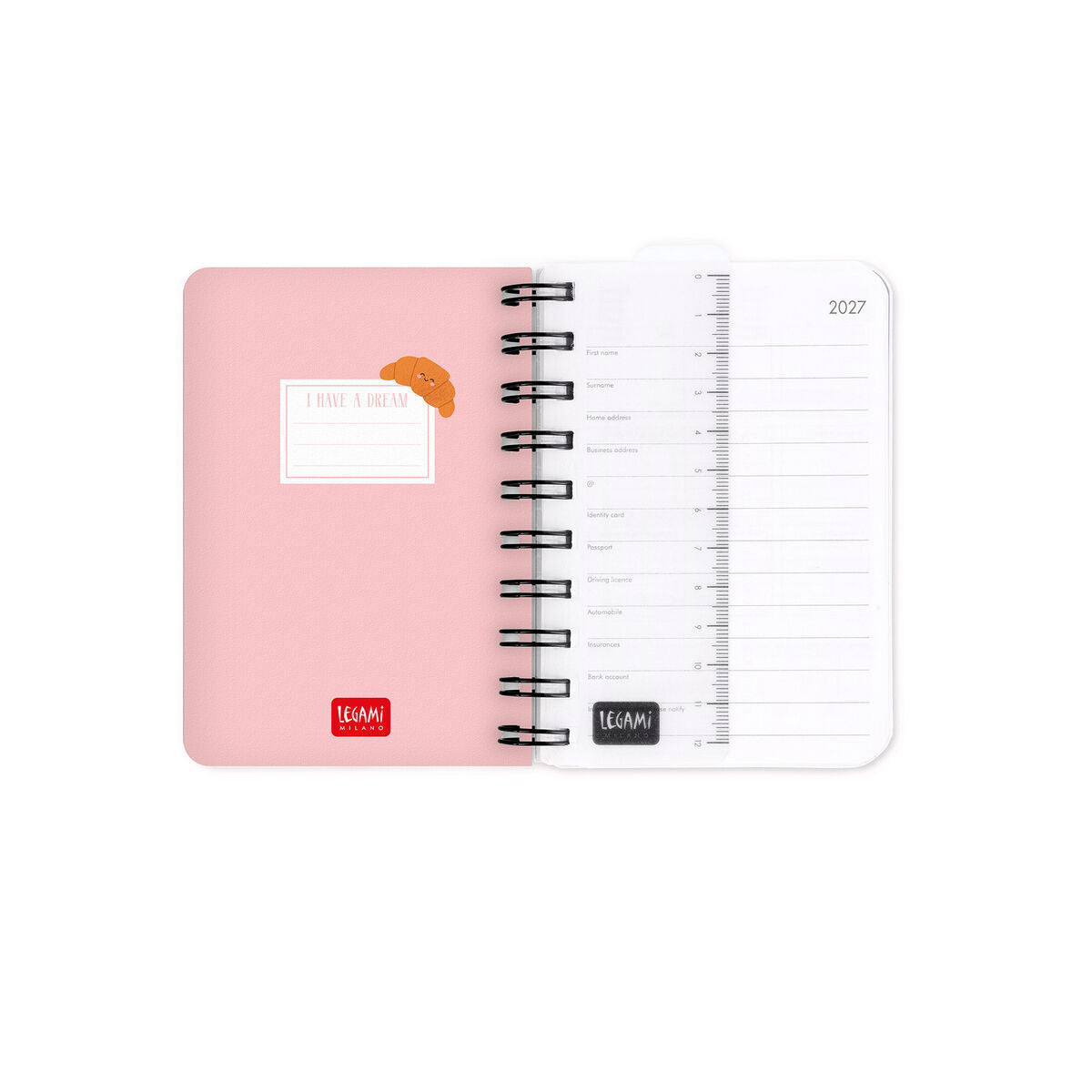 Agenda 12 Mois Journalier Small À Spirale 2027 - Croissant