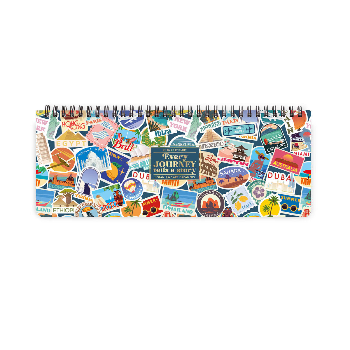 Agenda de Bureau 12 Mois Desk Planner 2027 - Stickers Voyage