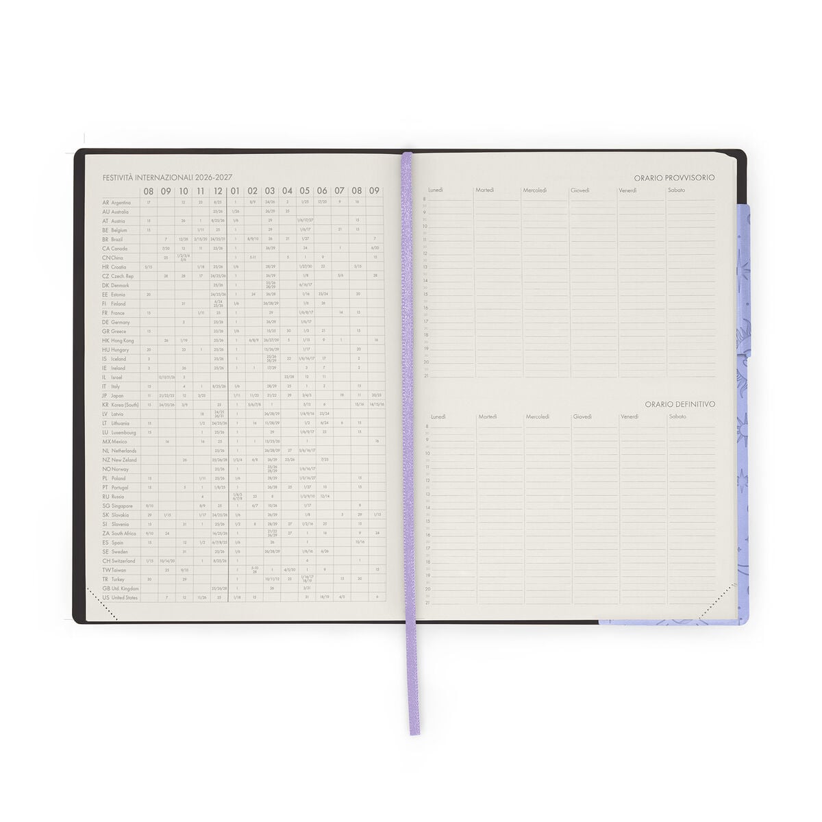 Agenda de l'Enseignant 2026/2027 Semainier 13 Mois - Cosmic Lilac