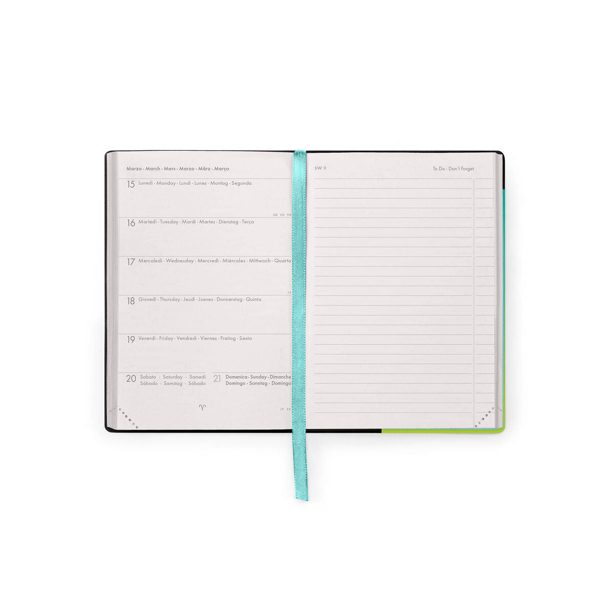 Agenda 2026/2027 Semainier 16 Mois - Shades of Green - Small Avec Section pour Notes