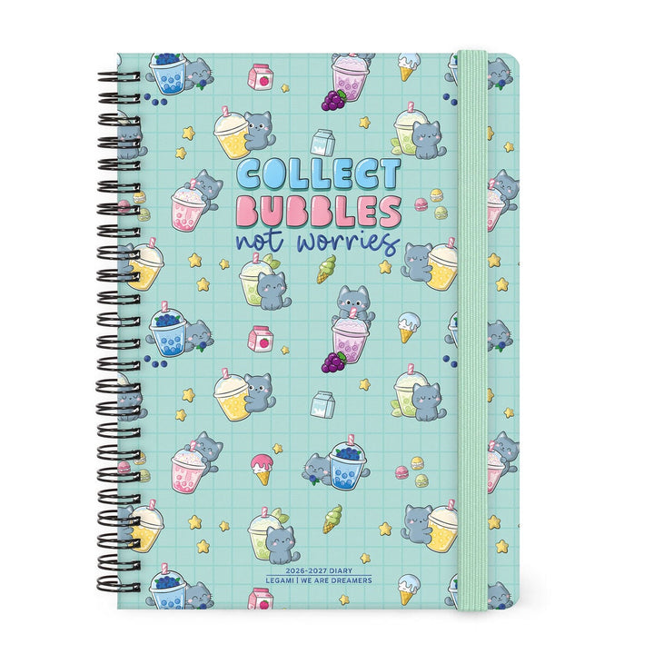 Agenda 2026/2027 Semainier 16 Mois - Kitty Bubble Tea - Avec Spirale - Large