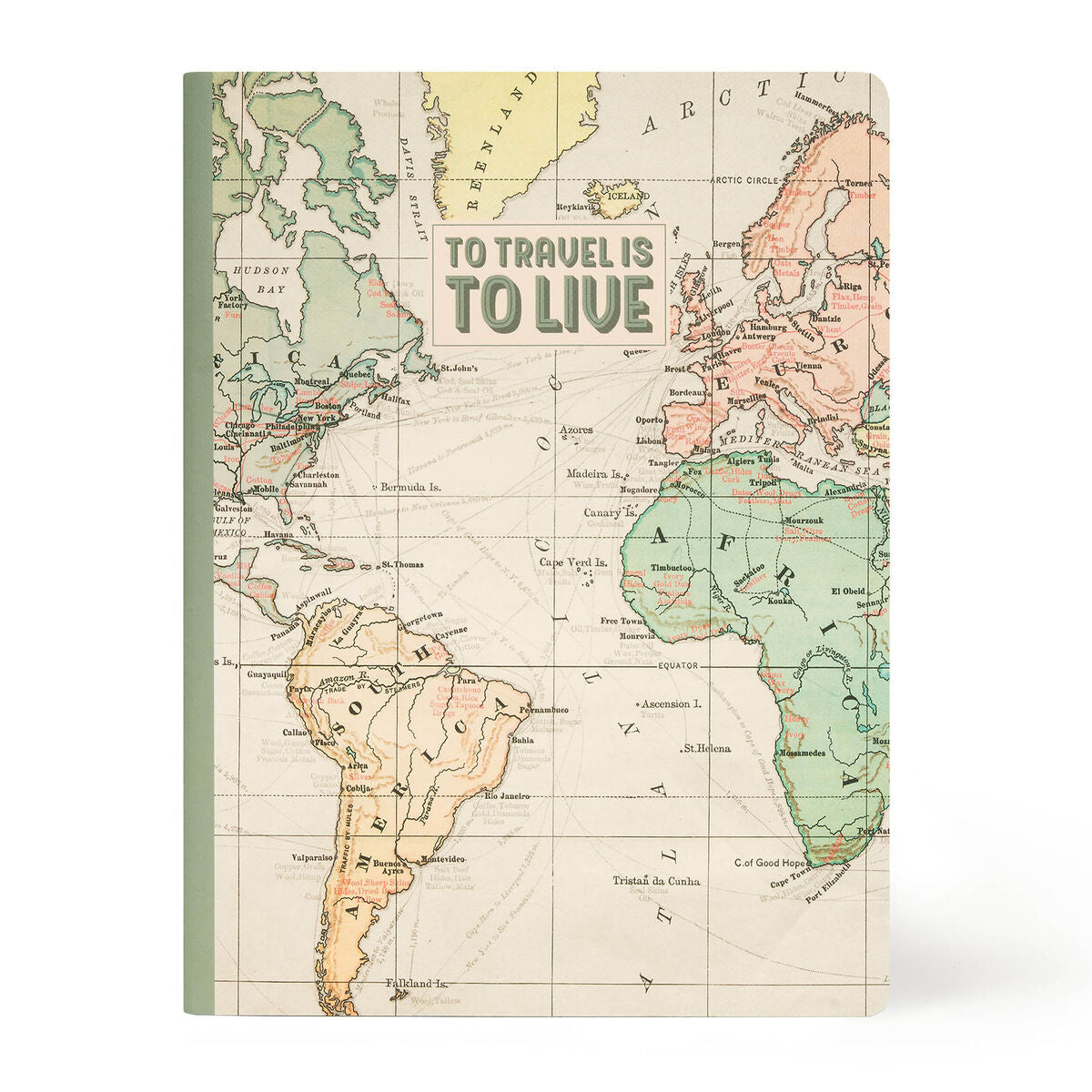 Cahier Ligné B5 à Couverture Rigide Illustré - Carte de voyage