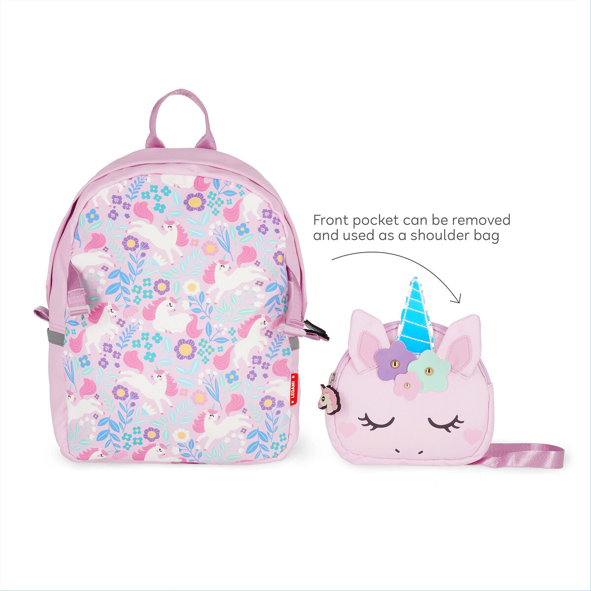 Sac à dos 2 en 1 avec Sac Frontal Amovible Unicorn - So Cute!