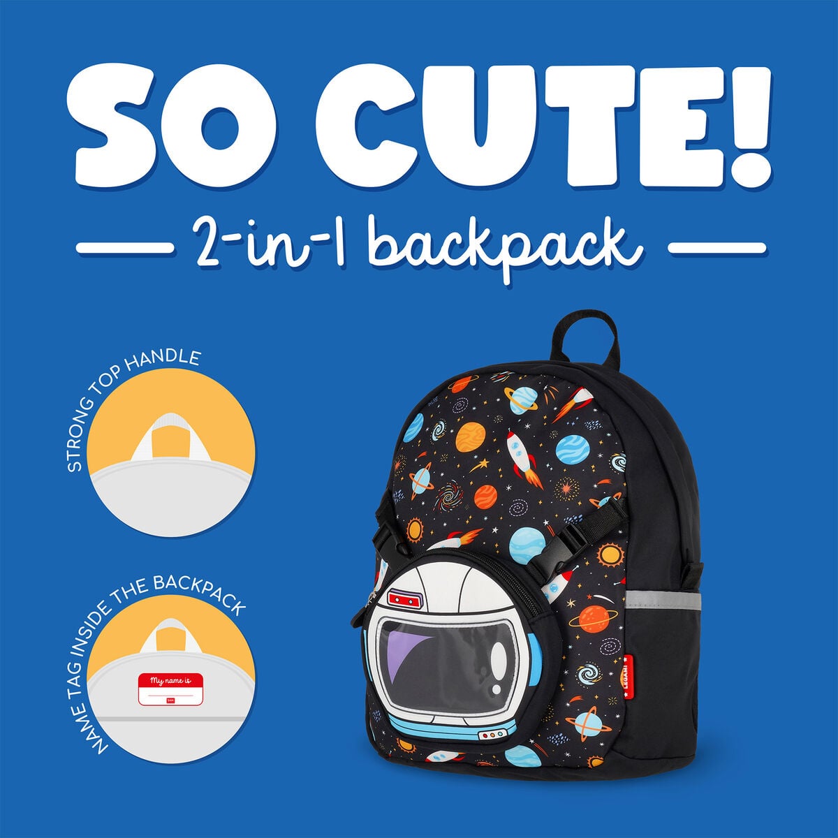 Sac à dos 2 en 1 avec Sac Frontal Amovible Space - So Cute!