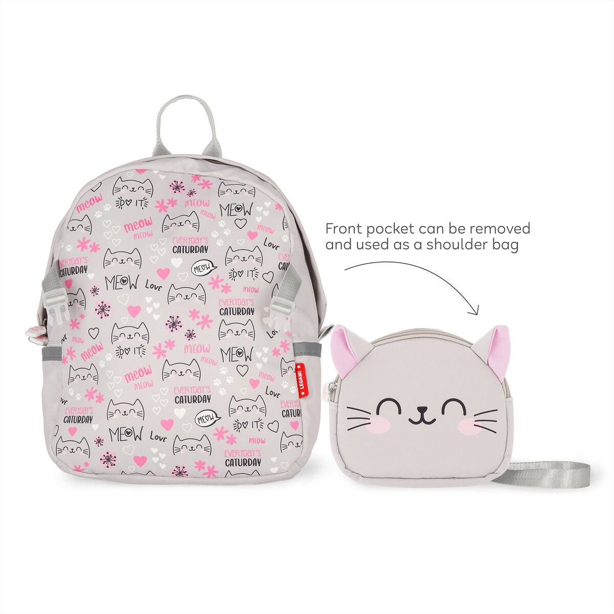 Sac à dos 2 en 1 avec Sac Frontal Amovible Kitty - So Cute!
