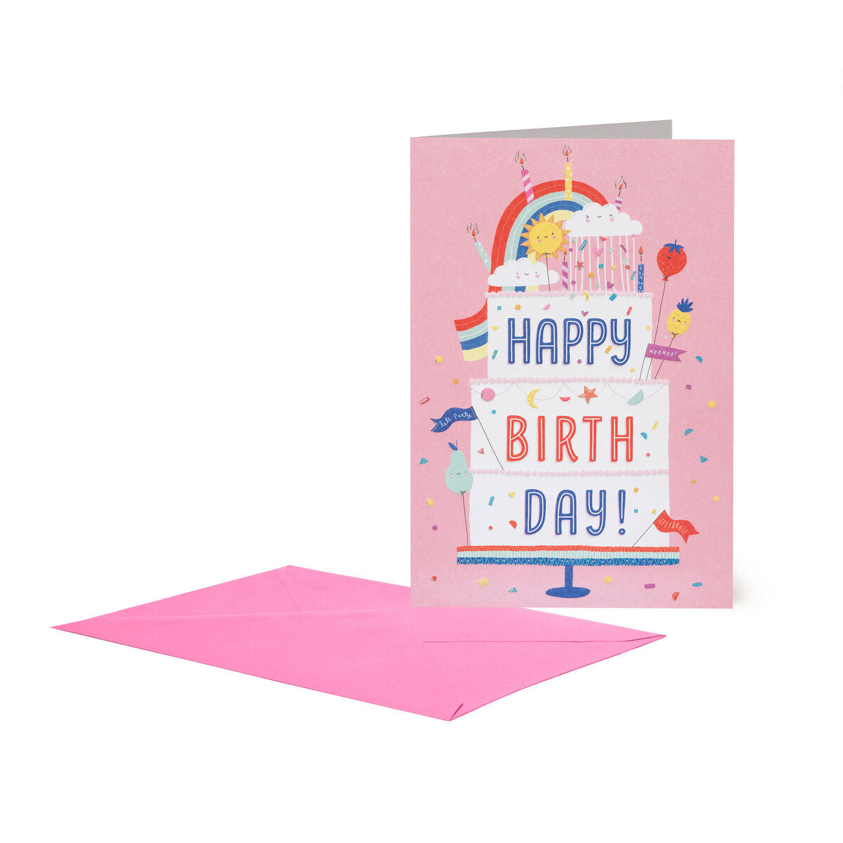 Carte d'Anniversaire - Cake arc-en-ciel