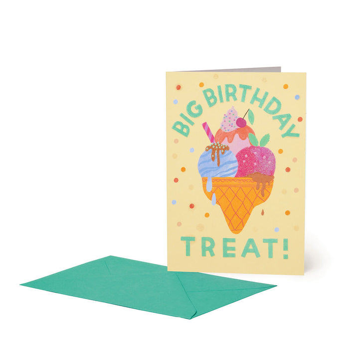 Carte d'anniversaire - Grande - Carte de voeux - Crème glacée